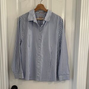 Chico's Blue and White Striped Shirt